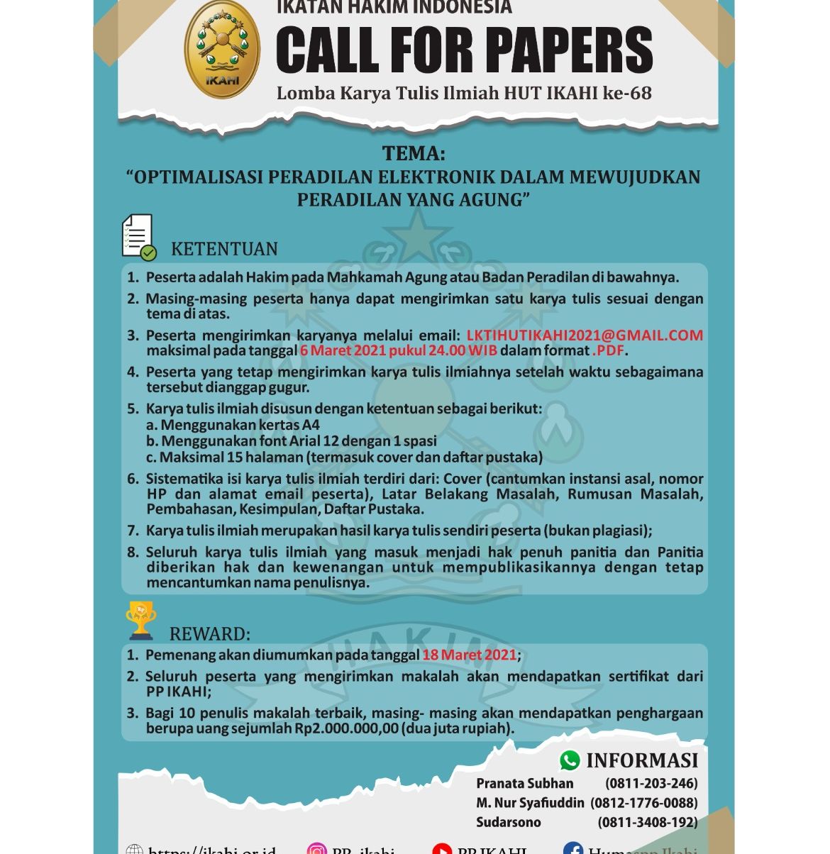 UNDANGAN LOMBA KARYA TULIS ILMIAH (LKTI) HUT IKAHI KE 68
